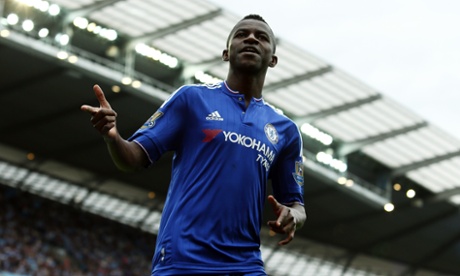 Chelsea's Ramires celebrates before realising his goal against Manchester City had been ruled out for offside.