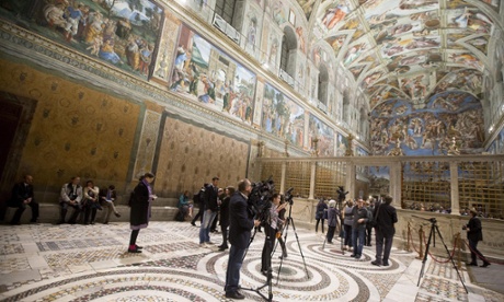 An interior view of the Sistine Chapel