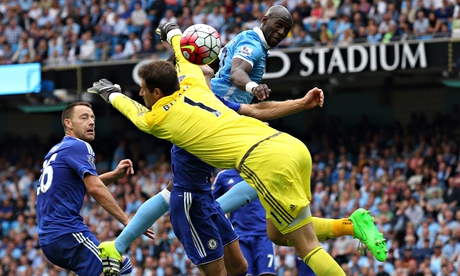 Eliaquim Mangala in action against Chelsea