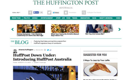 The Huffington Post launched an Australian site on Tuesday, one day earlier than expected.