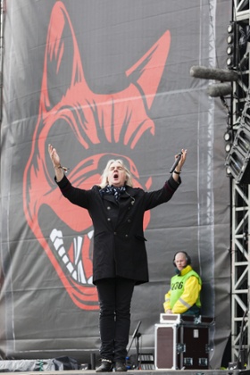 Saxon's Biff Byford on stage in 2012.