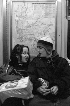 High and Justin Pierce on the subway.