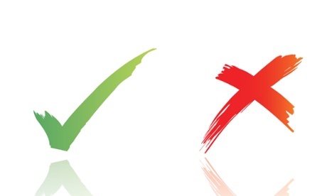 green tick and red cross