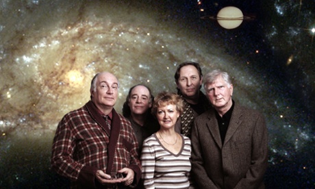 Susan Sheridan (centre) with the cast of The Hitchhiker's Guide to the Galaxy (left to right) Simon Jones, Geoffrey McGivern, Mark Wing-Davey and Stephen Moore