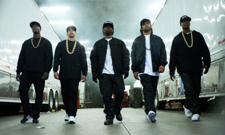 Dad's army: the movie version of NWA, with O'Shea Jackson Jr (second from right) as Ice Cube.
