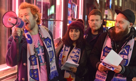 True colours: fans get political before the Stonewall FC game.