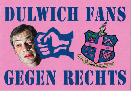 An anti-Ukip Dulwich Hamlet stickers inspired by their German sister team, Altona 93.