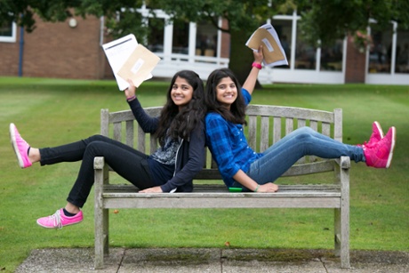 Lily and Kashee Mistry, of Solihull School, who earned a combined 19 A*s