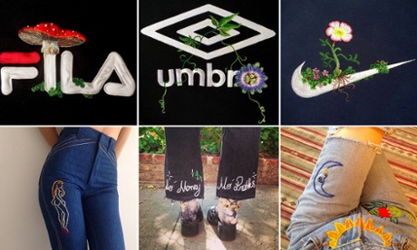 Embroidery by James Merry (top row) and Marie Sophie Lockhart (bottow row)