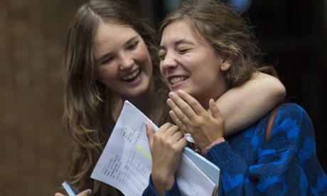 Pupils receive their GCSE results at Stoke Newington School on 20 August 2015 in London.