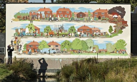 Chad McCail's mural This Used to Be Fields, illustrating the history of the Becontree estate in Dage