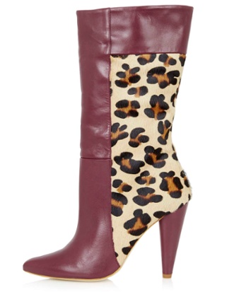 Leopard Cone Heel Boots from Topshop