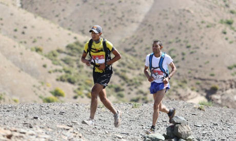 Samir Akhdar and Lahcen Zardi battle for the lead in the Trans-Atlas Marathon