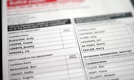 The Labour leadershipo ballot paper:
