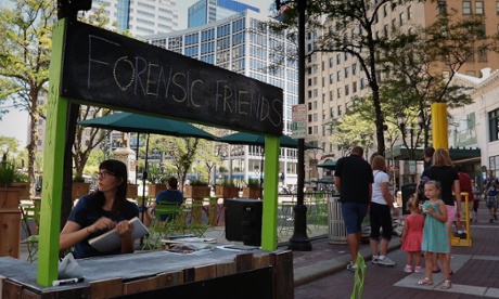 Artist Niina Cochran at the Forensic Friends booth, part of Big Car’s ‘Spark Monument Circle’ placemaking programme