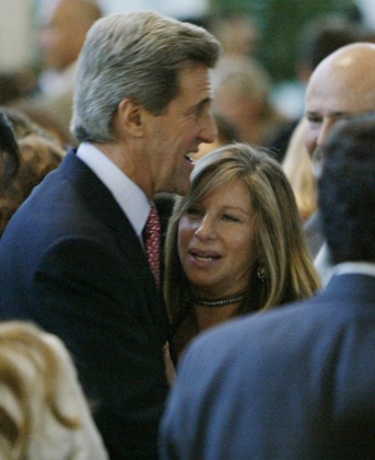 Barbra Streisand gives John Kerry her support in 2004.