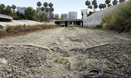 The dried up bed of the Guadalupe River in San Jose, California is one of the casualties of global warming. 
