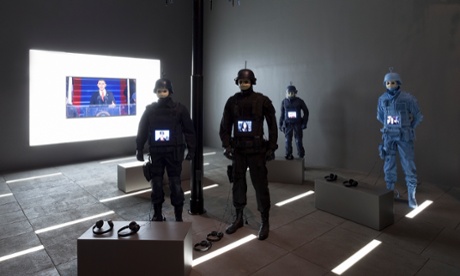 Freedom, 2015 by Josh Kline, installation view.