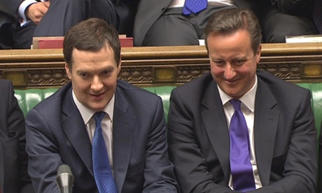 Chancellor George Osborne with David Cameron in the House of Commons.  Reporting Parliament was not among suggested sacrifices for a cash-strapped BBC.