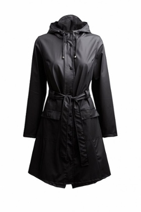 Black waterproof trench coat by Rains