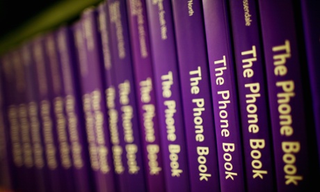 A row of telephone books