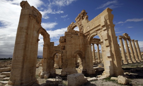 The courtyard of the sanctuary of Baal Shamin in the ancient oasis city of Palmyra.