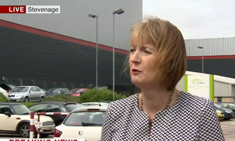 Harriet Harman speaking after her meeting with the leadership candidates