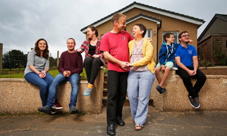 Jeremy and Michele Osborne with their children. Dominique (grey top); Matthew (red jersey); Elisabeth (red &grey shirt); John (blue top) and Luke (shorts).