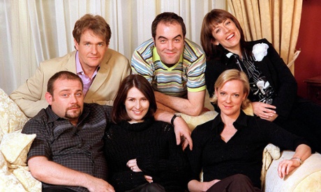Robert Bathurst, James Nesbitt, Fay Ripley, Hermione Norris, Helen Baxendale and John Thomson in Cold Feet
