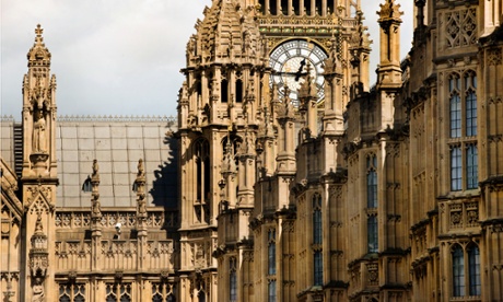 The Palace of Westminster with the face of Jubilee Tower peeping through the parapets