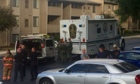 The bomb squad sweeping the shooter's apartment