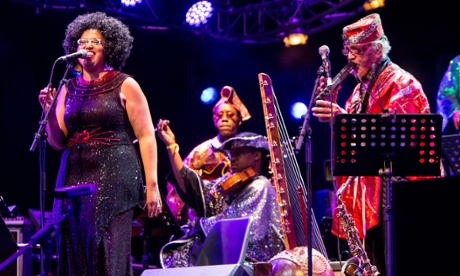 The US jazz band Sun Ra Centennial Dream Arkestra performs at the 2014 Estival