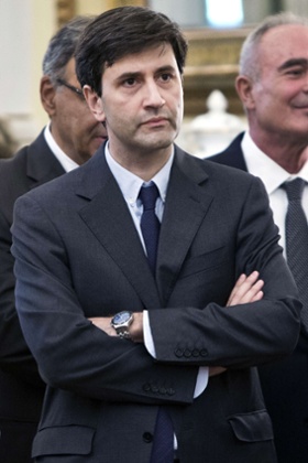 Newly-appointed interim finance minister George Chouliarakis attends a swearing-in ceremony of the newly appointed members of the Greek Government.