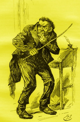The Harry Furniss illustration of Mr Squeers for Charles Dickens's novel.