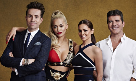 Gorgeous! … X Factor judges Nick Grimshaw, Rita Ora, Cheryl Fernandez-Versini and Simon Cowell. Phot