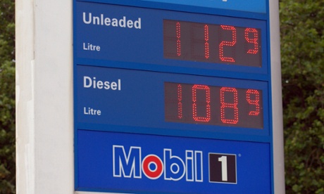 Prices at a petrol station.