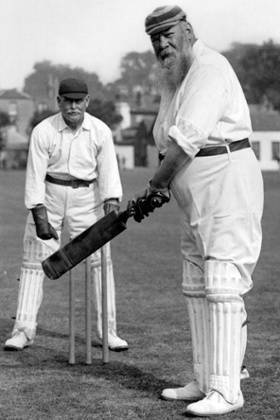 Grace at the crease at Eltham Cricket Club, circa 1914.