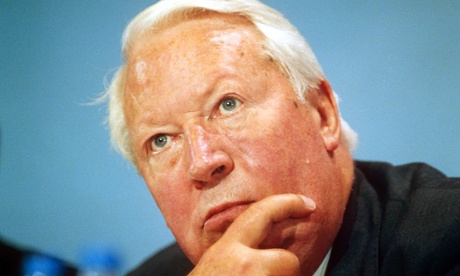Edward Heath, seen at a Conservative party conference in 1990.