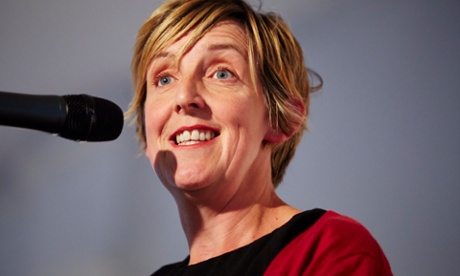 Former Coronation Street actor Julie Hesmondhalgh addressing Labour leadership candidate Jeremy Corbyn's rally at the Sheridan Suite in Newton Heath, Manchester, on Saturday.