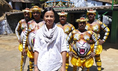 Liz Bonnin with Tiger Dancers in India: Nature's Wonderland. Photograph: Ben Southwell/BBC NHU