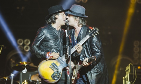 Carl Barat and Pete Doherty of the Libertines at the Leeds festival.