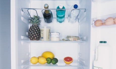 open fridge containing food and drink