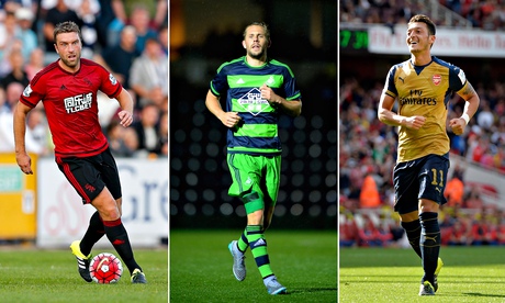West Brom's Rickie Lambert, Swansea City's Gylfi Sigurdsson and Arsenal's Mesut Özil.