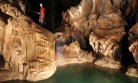 The University of Sheffield's caving society on a caving trip to Spain