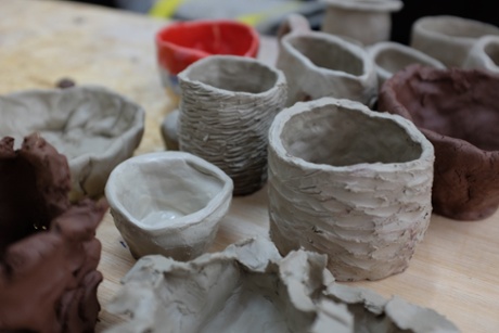 A line up of the finished pots