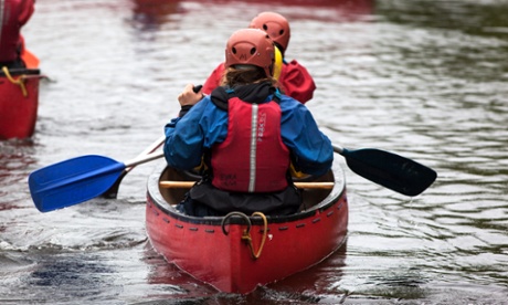 Young people supported by charity, Kids Company canoeing in Derbyshire