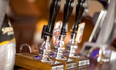 Beer pumps in a pub