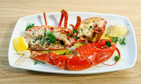 'So fresh that the garlic butter-grilled flesh slips from the shell like a depilated calf from a silk stocking': the lobster.