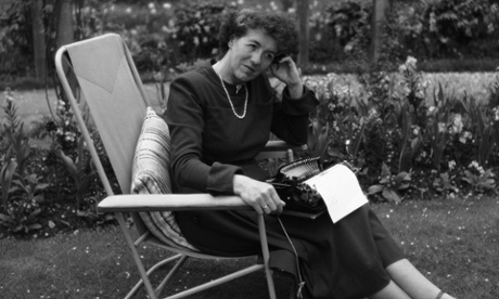 Enid Blyton sitting in a chair - probably not the wishing-chair - in 1949.