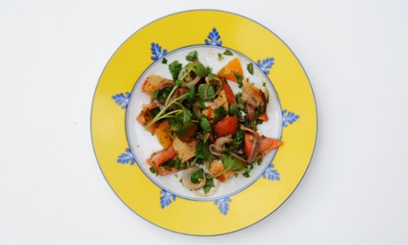 Tomato and anchovies with watercress